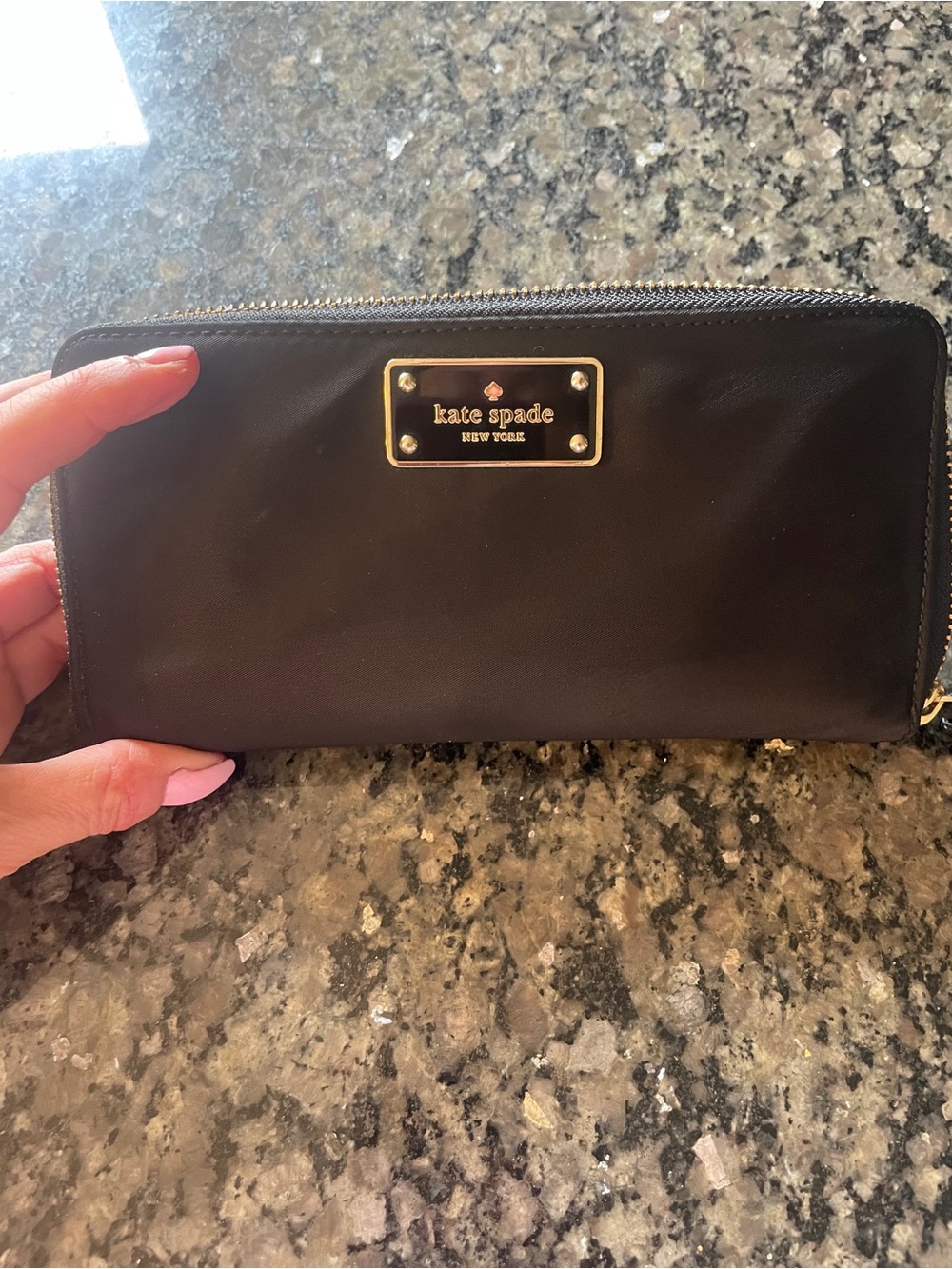 kate spade Black Wallet with Gold Plaque